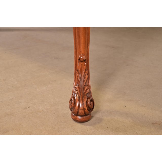 Romweber Antique Chippendale Burl Wood Extension Dining Table, Newly Refinished For Sale - Image 12 of 14