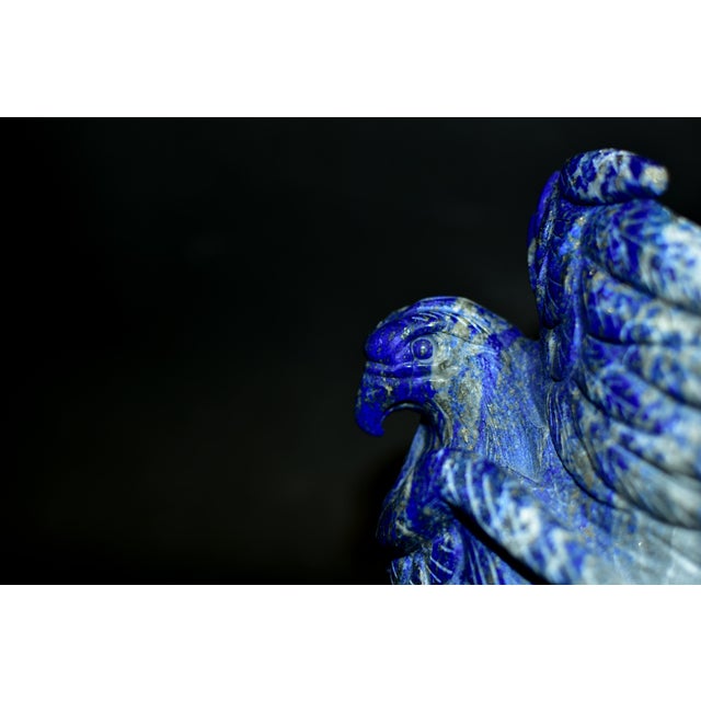 Royal Blue Lapis Lazuli Eagle Sculpture Large Natural Gemstone Statue For Sale - Image 8 of 11