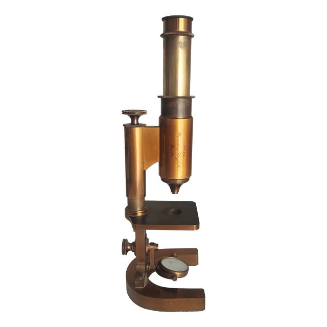 Antique No 975 Microscope in Brass from Beneche & Wasserlein, Berlin, 1850s For Sale