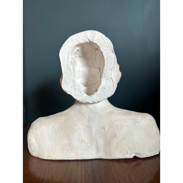 Sculpture Materials Plaster Portrait Bust of a Woman — G. Lowell, 1951 (Mid-Century Studio Work ) For Sale - Image 7 of 7