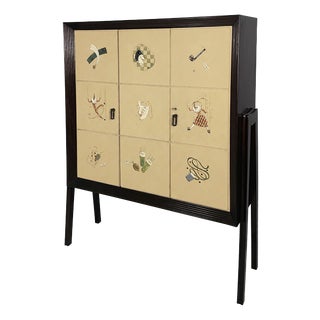 Mid-Century Modern Italian Wooden Bar Cabinet, 1950s For Sale