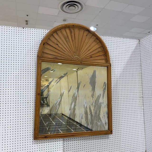 Bring timeless spanish charm into your home with this antique Spanish pine mirror, featuring a beautifully arched top with...