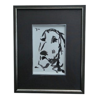 Framed Watercolor of a Basset Hound For Sale