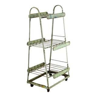 Vintage 1940s Industrial Mint Green Storage Rack Advertising Store Display For Sale