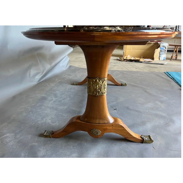 Early 20th Century Art Deco Period Walnut and Marble Table With Bronze Appliqués For Sale In Richmond - Image 6 of 9