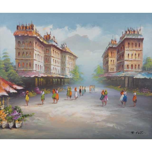Late 20th Century French Cityscape Oil Painting, Framed For Sale - Image 6 of 13