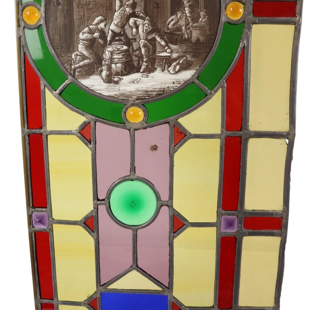 Large Colorful Stained-Glass with Medallion For Sale - Image 16 of 18