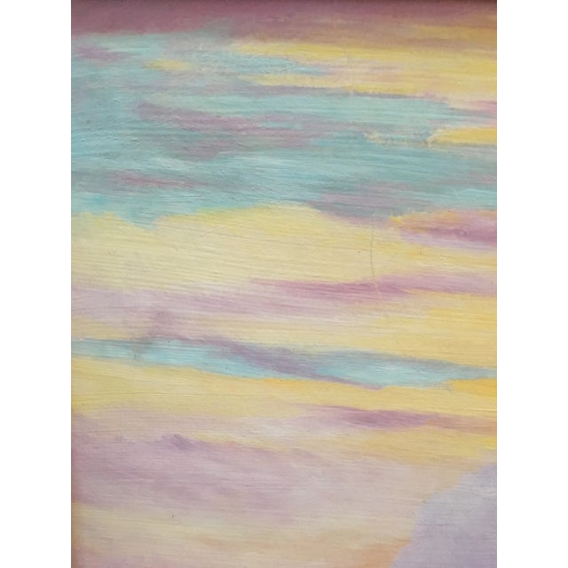 Abstract Large Vintage Mid Century Abstract Oil Painting 1977 Signed 48x35 For Sale - Image 3 of 11