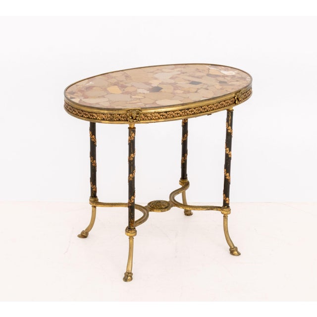 Louis XVI Style Brech d'Alep Marble Top and Gilt Metal Mounted Side Table For Sale - Image 9 of 11