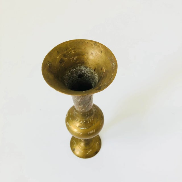 Etched Brass Vase For Sale - Image 4 of 6
