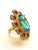 Baroque Bochic "Orient" Natural African Ruby, Blue Topaz & Diamond Ring Set 18K Gold & Silver For Sale - Image 3 of 18