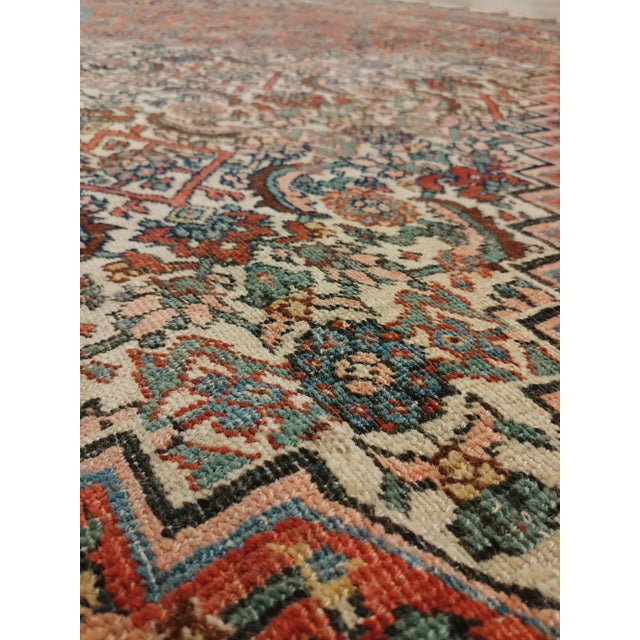 Antique Bijar Carpet Oriental Rug, Handmade, Ivory, Rust, Light Blue, Terracotta For Sale - Image 11 of 13