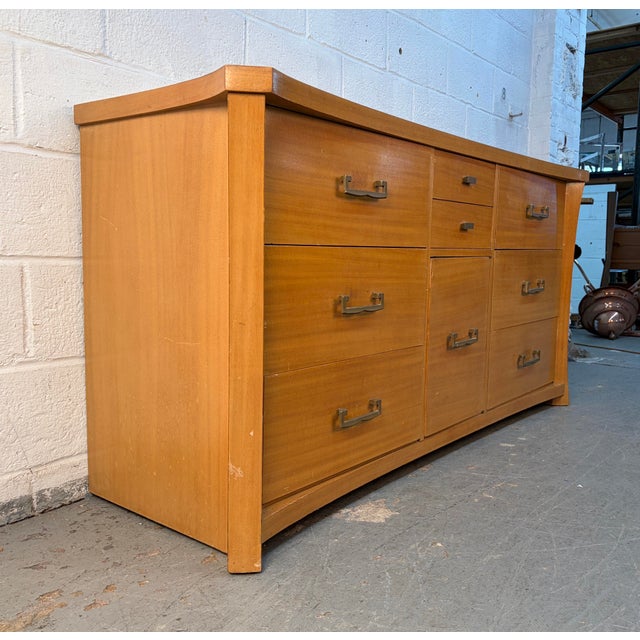 Unique Vintage Mid-Century Dresser With Brass Hardware For Sale - Image 4 of 16