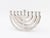 Postmodern Silver Plate Balancing Menorah, apparently unmarked. 6.25" H x 10" W x 2.25" D. Provenance: From a New York...