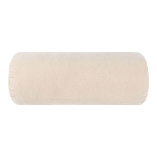 Scalamandre 21" x 7" Tudor Velvet Bolster Pillow in Froth For Sale