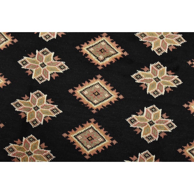 Bokhara Jaldar Rug 5’3” X 8’5” Black Wool Tribal Hand-Knotted Oriental Carpet For Sale - Image 4 of 12