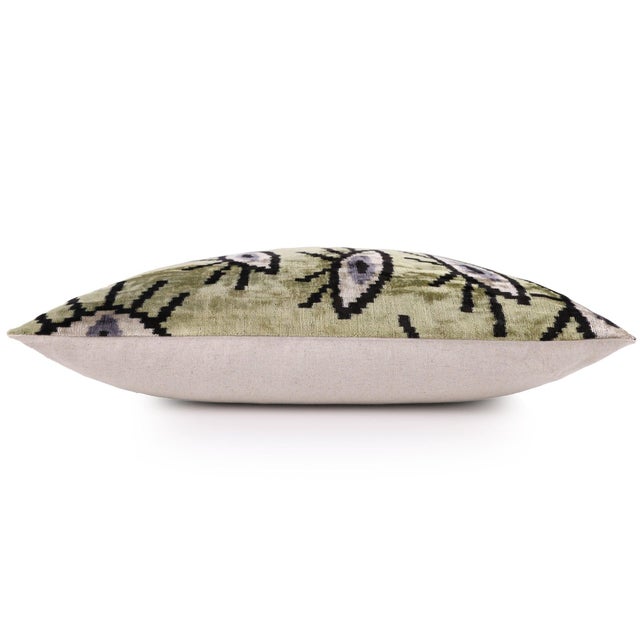 Mid-Century Modern Surreal Eye Pattern Velvet Pillow – Handmade 16x24 Lumbar For Sale - Image 3 of 8