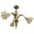 French Art Nouveau Brass and Glass 3-Light Iris-Shaped Chandelier, 1910s For Sale