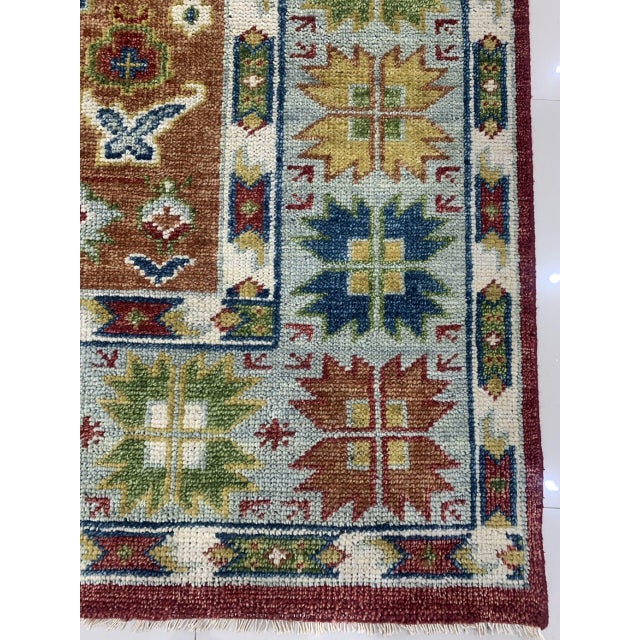 10x14 Sophie Chic Red Traditional Tribal Geometric Hand Knotted Wool Carpet Rug For Sale - Image 4 of 5
