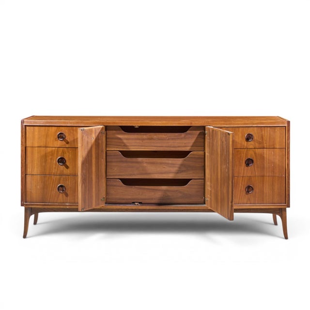 Kroehler Mid Century Rosewood and Walnut Lowboy Dresser For Sale - Image 9 of 10