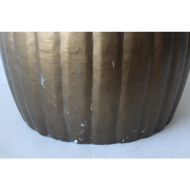 Bronze Pleated Bronze Finish Aluminum Barrel Style Garden Stool Mid-Century For Sale - Image 8 of 12