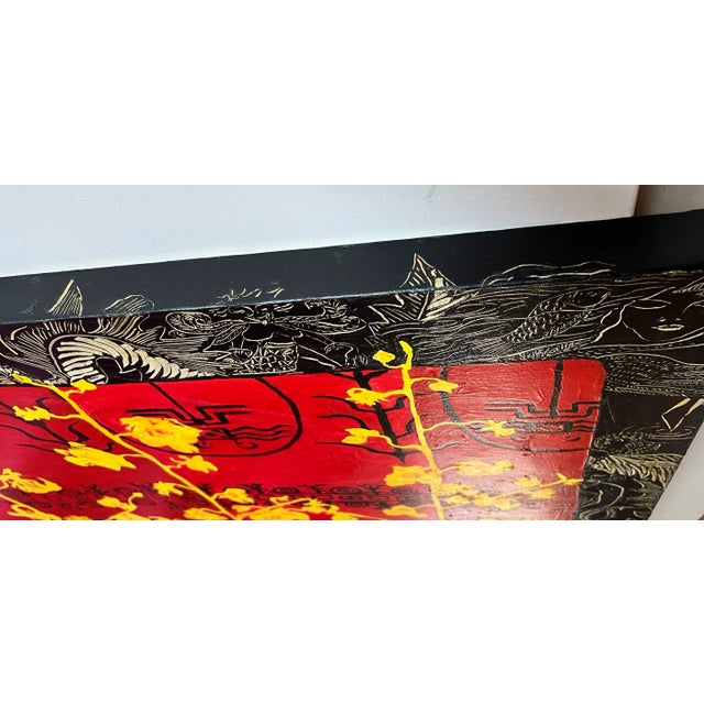 Contemporary Contemporary Oil Painting, Red Black Flowers "Orchids" For Sale - Image 3 of 12