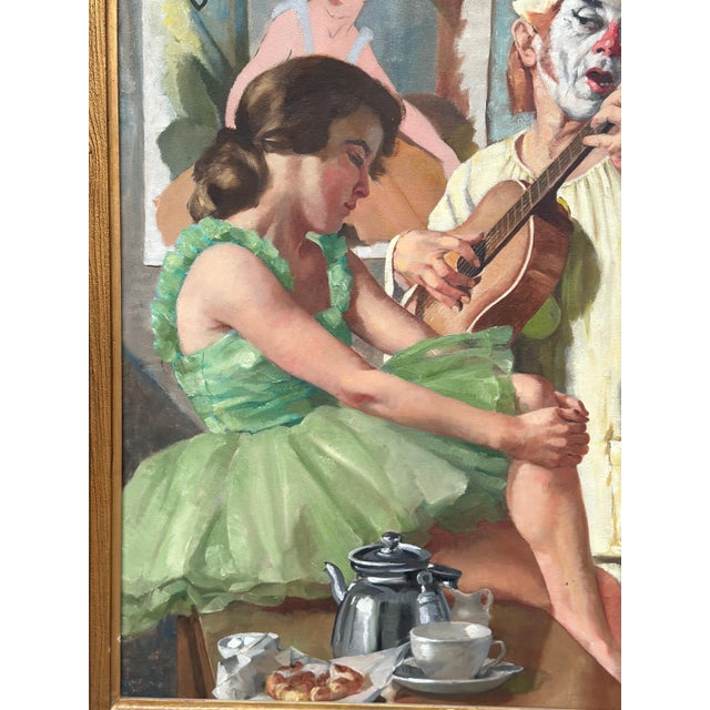 Philippe de Rougemont, Woman and Clown, 1950s, Oil Painting on Canvas, Framed For Sale - Image 8 of 18