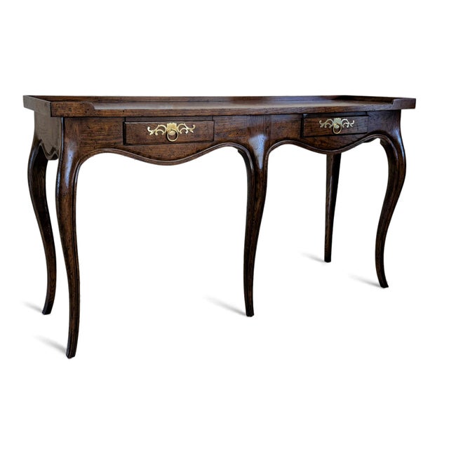 French Country Baker Milling Road French Country Walnut Console Table For Sale - Image 3 of 15