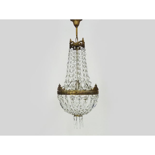 Antique Italian Hot Air Balloon Chandelier with Glass Pendants. 1950s-1960s For Sale - Image 3 of 10