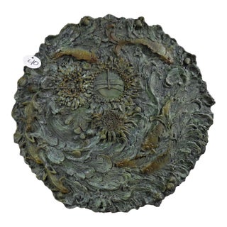 William Sharles Original Polychrome Bronze Wall Hanging Sculpture of Fish and a Dragonfly For Sale