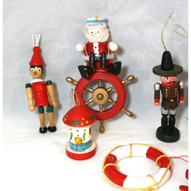 Vintage 1960s 14 Wooden Handcrafted Hanging Christmas Ornaments For Sale - Image 13 of 17