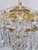 Brass Vintage Brass and Glass Rosette Rim and Crystal Prism Chandelier For Sale - Image 8 of 12