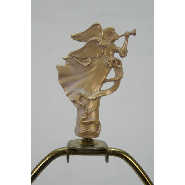 Metal Mid 20th Century Heyco Brass Cut Crystal Vase Urn Table Lamp W Angel Trumpet Horn Finial 27" For Sale - Image 7 of 12