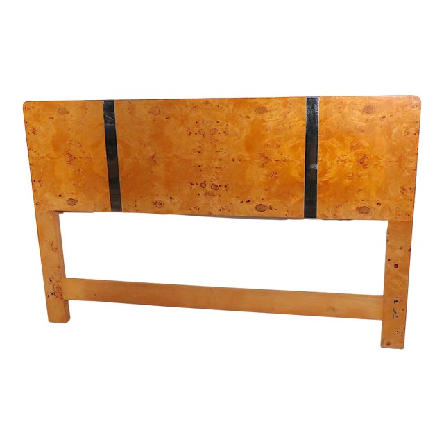 Burl and Chrome Full Size Headboard After Baughman Circa 1970's For Sale
