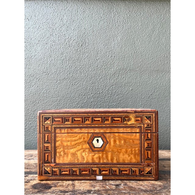 Wood Vintage Marquetry Inlaid Wood Box For Sale - Image 7 of 16