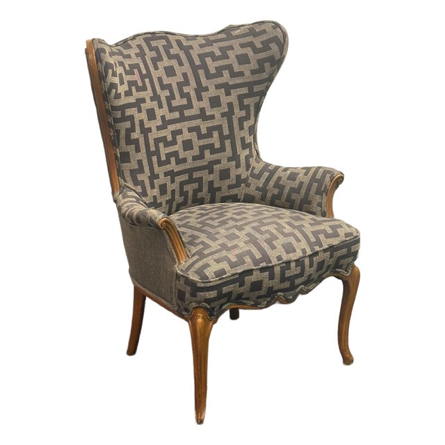 Late 20th Century Upholstered Wingback French Chair For Sale