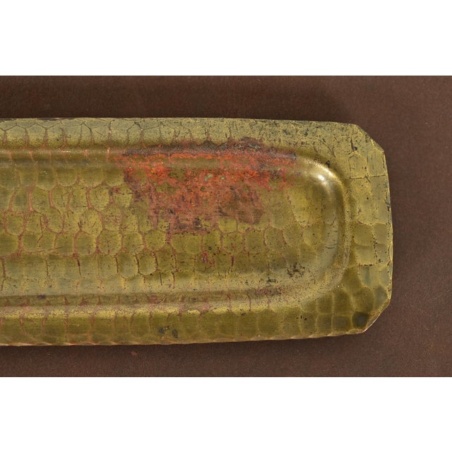 Metal Roycroft Arts & Crafts Brass Finished Hammered Copper Pen Tray For Sale - Image 7 of 11