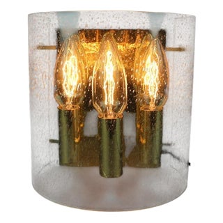 Brass and Bubble Glass Wall Lamp, Germany, 1970s For Sale