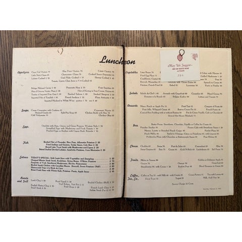 1950s Vintage Plaza Hotel Nyc Luncheon Menu, 1952 For Sale - Image 5 of 13