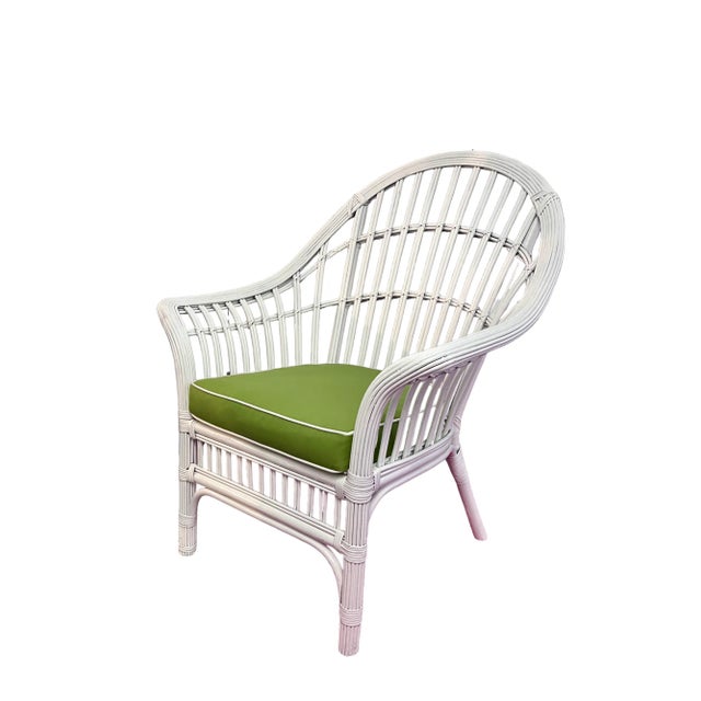 Early 21st Century White Rattan Fan Chair For Sale - Image 5 of 7