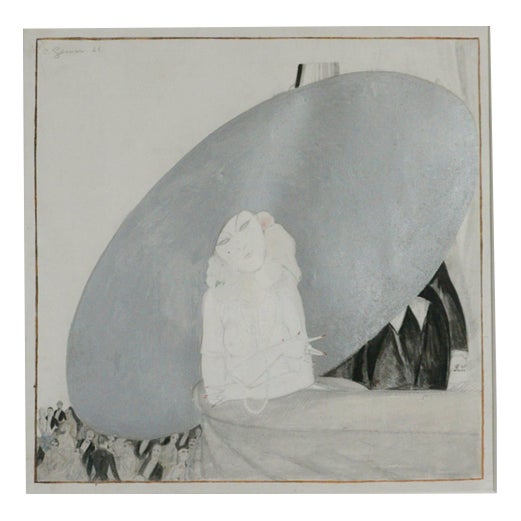 Charles Gesmar, Portrait of Jane Marnac, Gouache, Ink and Watercolour on Paper For Sale