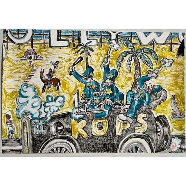 Red Grooms, Huge Red Grooms Monotype Oil Painting LA Hollywood Circus Film Cartoon Pop Art, 2006 For Sale - Image 12 of 18