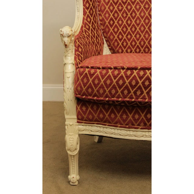 Textile 1920's French Louis XV Style Vintage Eagle Carved Bergere Wing Chair For Sale - Image 7 of 13