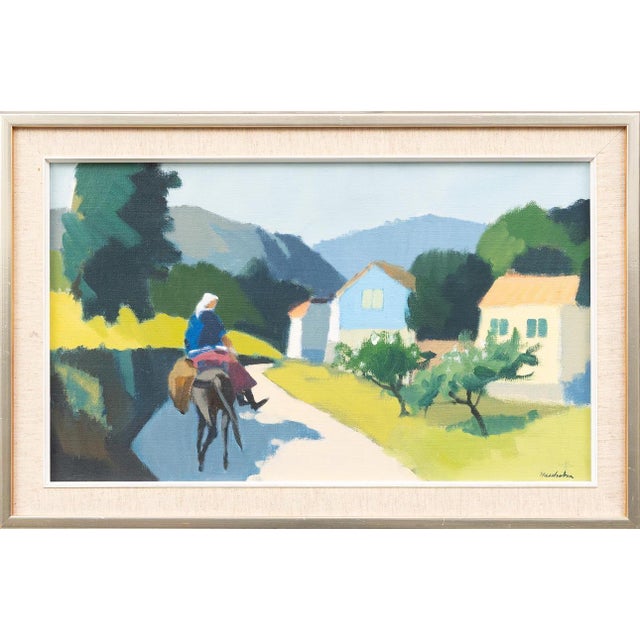 Mid-Century Modern Stig Wernheden, Riders on the Road, Crete, 1960s, Oil on Canvas, Framed For Sale - Image 3 of 18