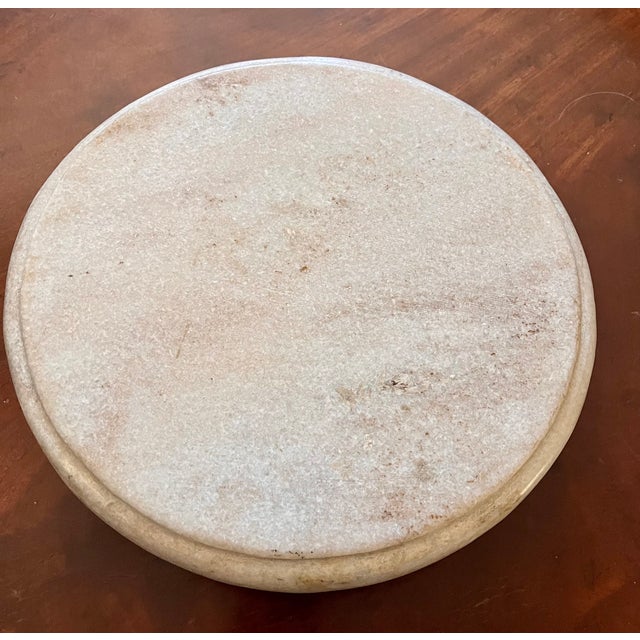 Late 20th Century Natural Unpolished White Marble Footed Plateau/Riser/Cheese Board For Sale - Image 12 of 13
