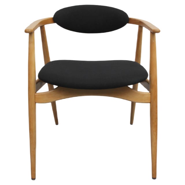 Black and Light Beech Armchair, 1960s For Sale