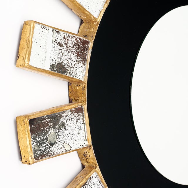 1970s Glass Covered Vintage Sunburst Mirror For Sale - Image 5 of 9