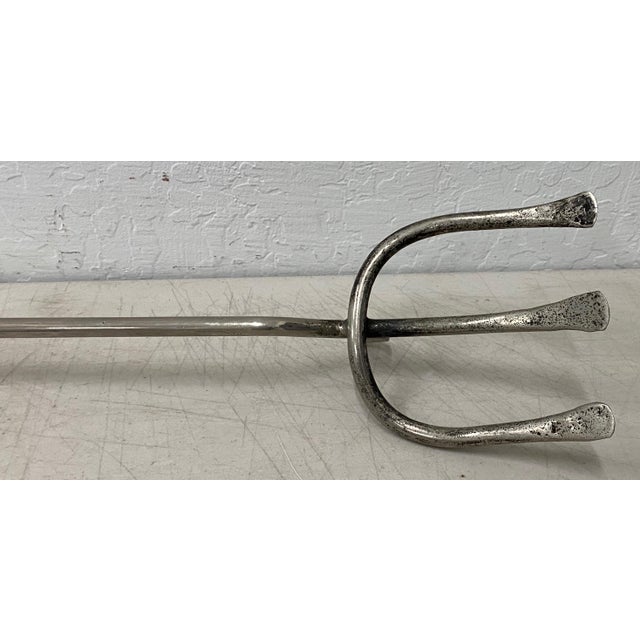 Mid 20th Century Hand Wrought Chrome Plated Steel Fireplace Log Fork Dimensions 41" long x 7" wide. Excellent condition....