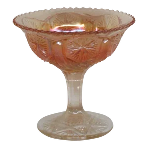 Imperial Carnival Glass Marigold Hobstar and Arches Compote Pedestal Bowl