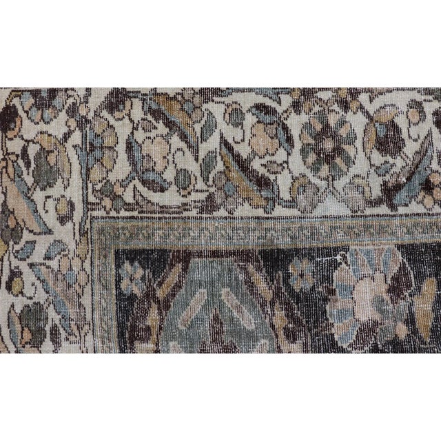 Antique Persian Hamadan Rug With Floral Medallion Design in Soft Earthy Tones 5'1"x8'7" For Sale In Atlanta - Image 6 of 10